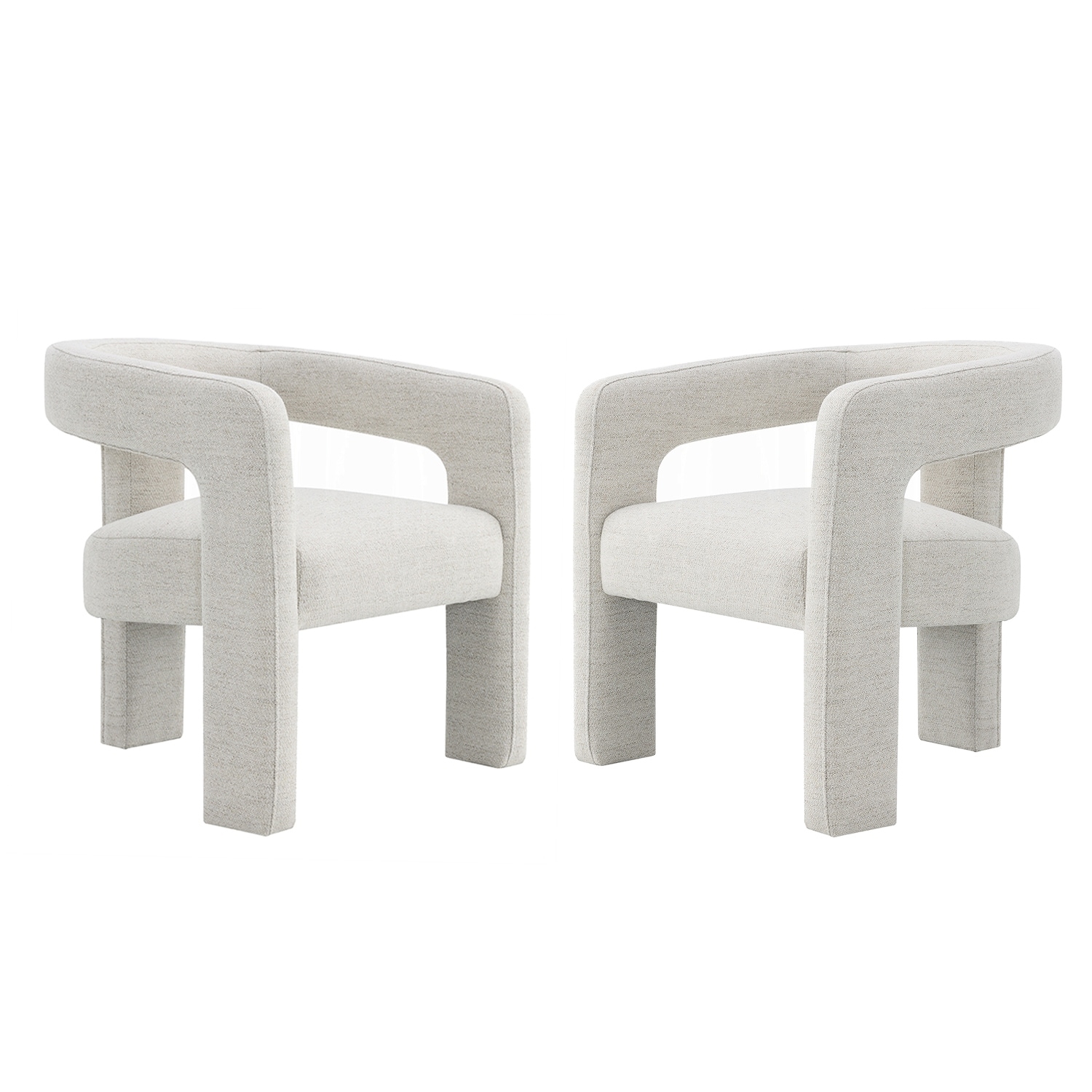 Set of 2 Boucle Upholstered Dining Chairs in Beige