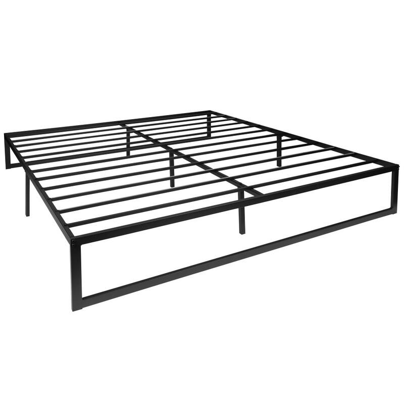 14" Metal Platform Bed Frame with Steel Slat Supports-No Foundation Needed