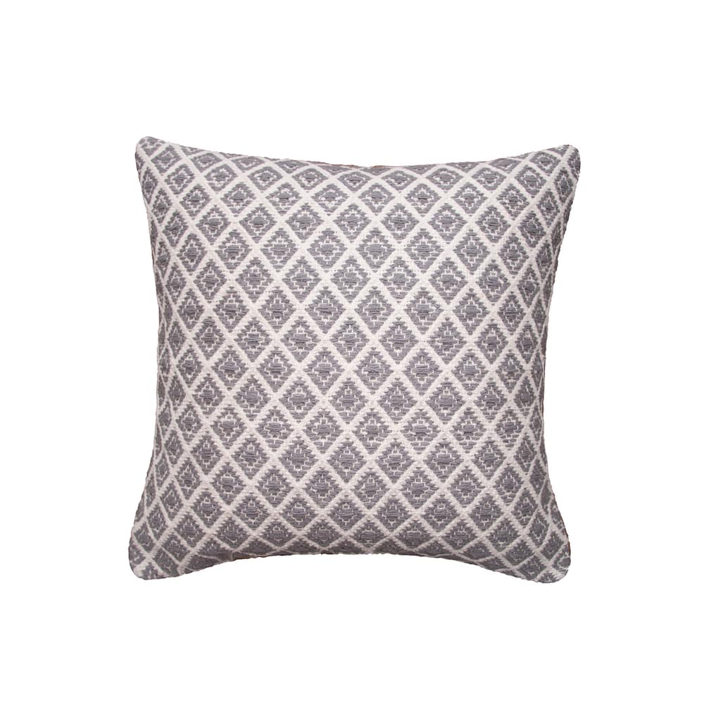18" x 18" Bianca Gray Geometric Woven Square Throw Pillow