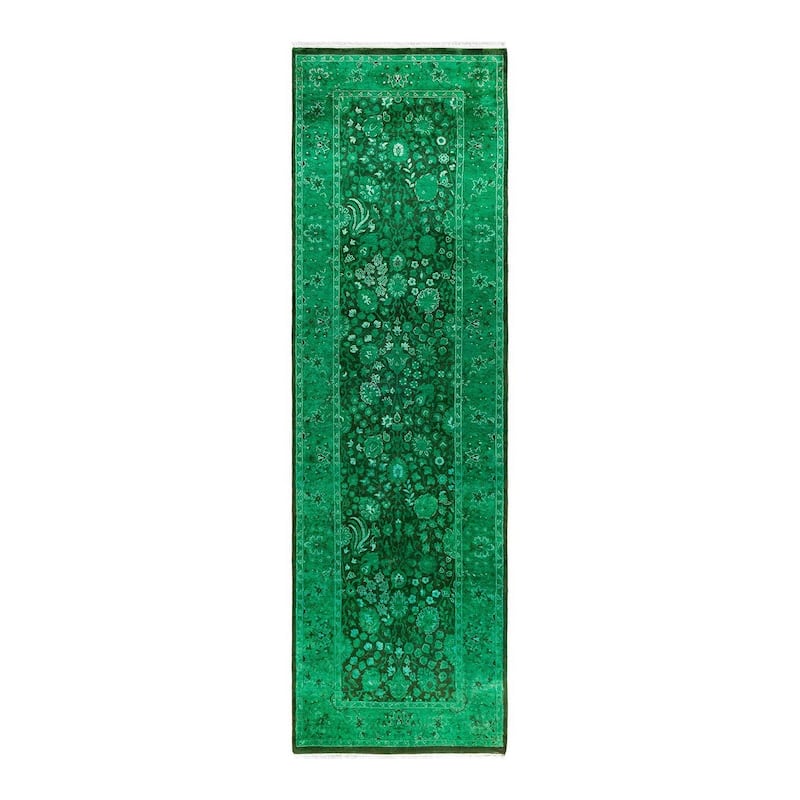 Contemporary Overdyed Wool Hand Knotted Runner - 2' 7" x 8' 10"
