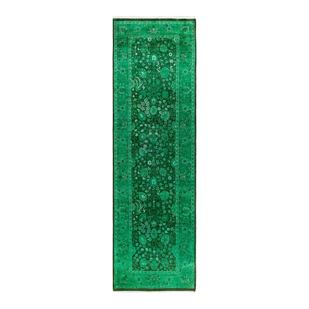 Contemporary Overdyed Wool Hand Knotted Runner - 2' 7" x 8' 10"
