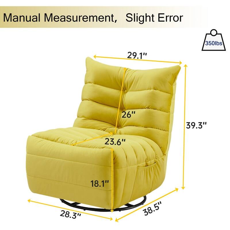 29.1" velvet off-white lazy lift sofa chair with arm pockets