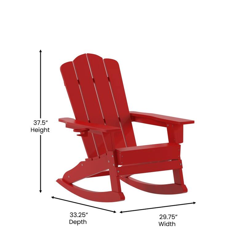 Commercial All-Weather Rocking Adirondack Chair with Swiveling Cupholder