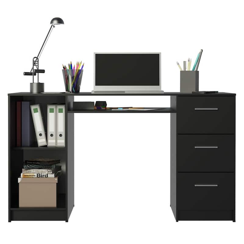 Madesa Home Office 53 inch Computer Writing Desk with 3 Drawers, 1 Door and 1 Storage Shelf, Wood, 30" H x 18" D x 53" W