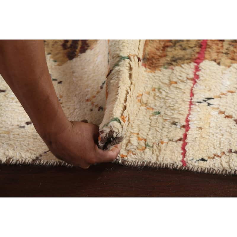 Geometric Oriental Moroccan Wool Area Rug Hand-knotted Tribal Carpet - 5'11" x 9'1"