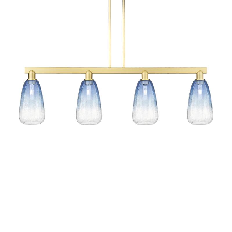 Innovations Lighting 716-4I-8-48 Brookhaven Almond Linear Brookhaven - Satin Gold / Sapphire Blue