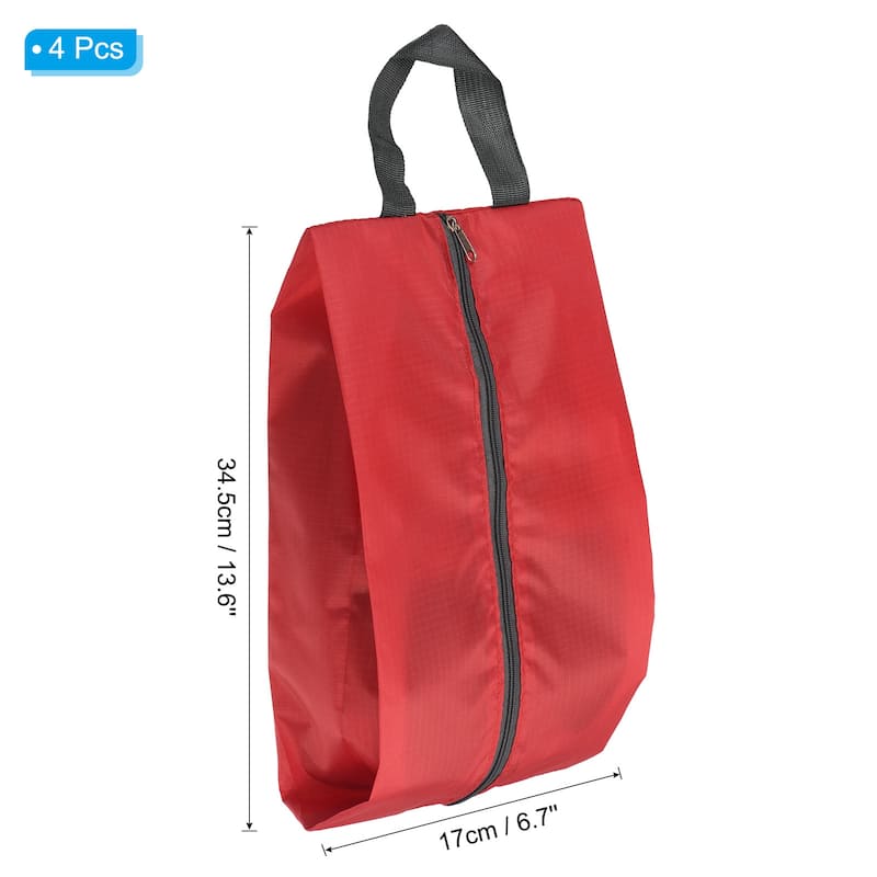 Waterproof Shoes Bags, 4Pcs Travel Portable Shoe Storage Organizer Bag - Red - 34.5 x 17cm