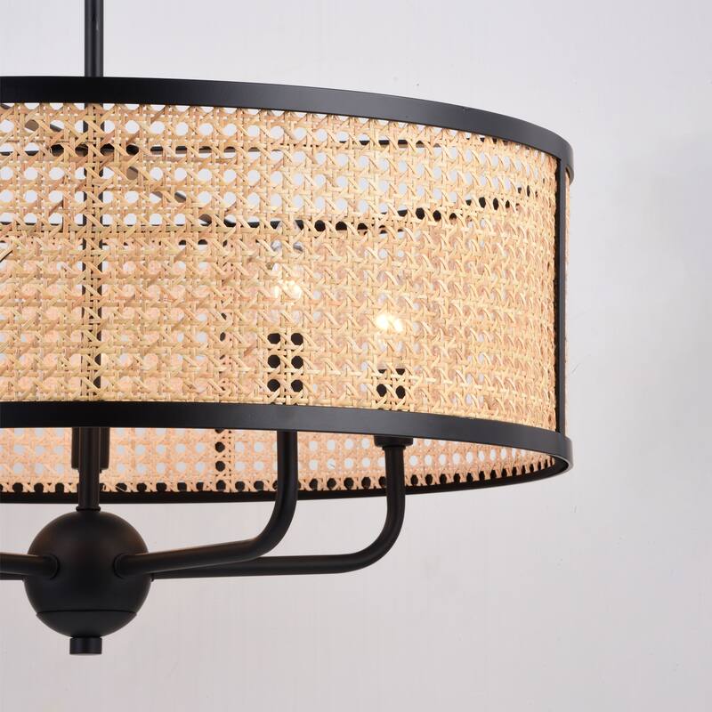 Vaxcel Lighting P0395 Berens 5 Light 24" Wide Rattan Cane Drum