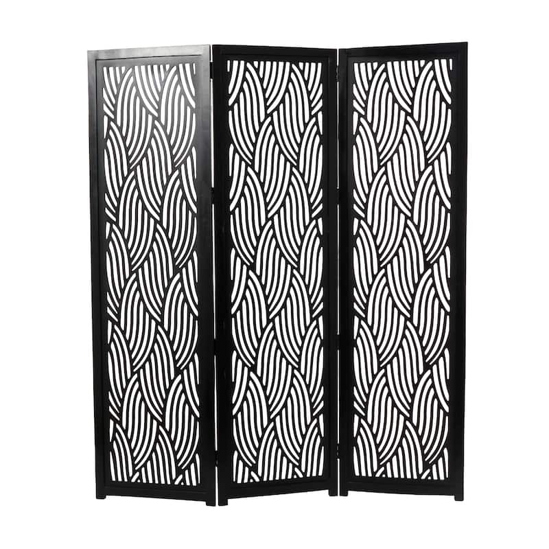 Wooden 3 Panel Room Divider Screen - Black or White - Roche River Decor - Black