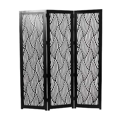 Wooden 3 Panel Room Divider Screen - Black or White - Roche River Decor