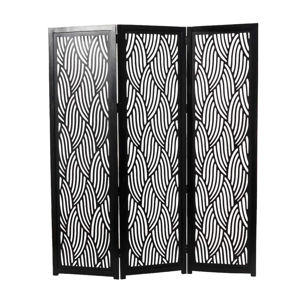Wooden 3 Panel Room Divider Screen - Black or White - Roche River Decor