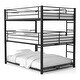 preview thumbnail 8 of 8, Cody Contemporary Black Metal Triple Decker Bunk Bed with 2 Ladder by Furniture of America