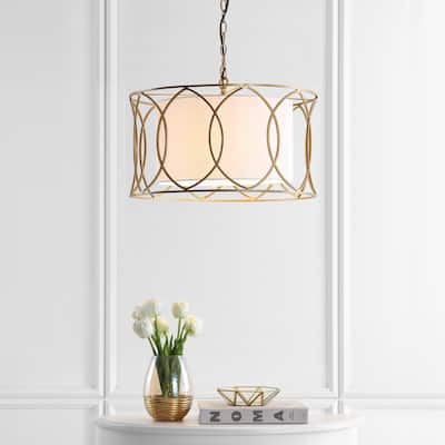 SAFAVIEH Lighting Silas Gold Adjustable Pendant Lamp - 21.5"x21.5"x17-89"