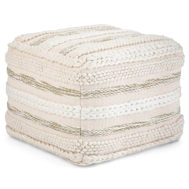 WYNDENHALL Silva Boho Square Pouf in Handloom Woven Pattern