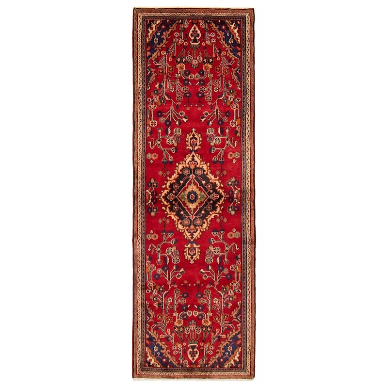 ECARPETGALLERY Hand-knotted Andelz Red Wool Rug - 3'4 x 10'4 - Red - 3'4 x 10'4