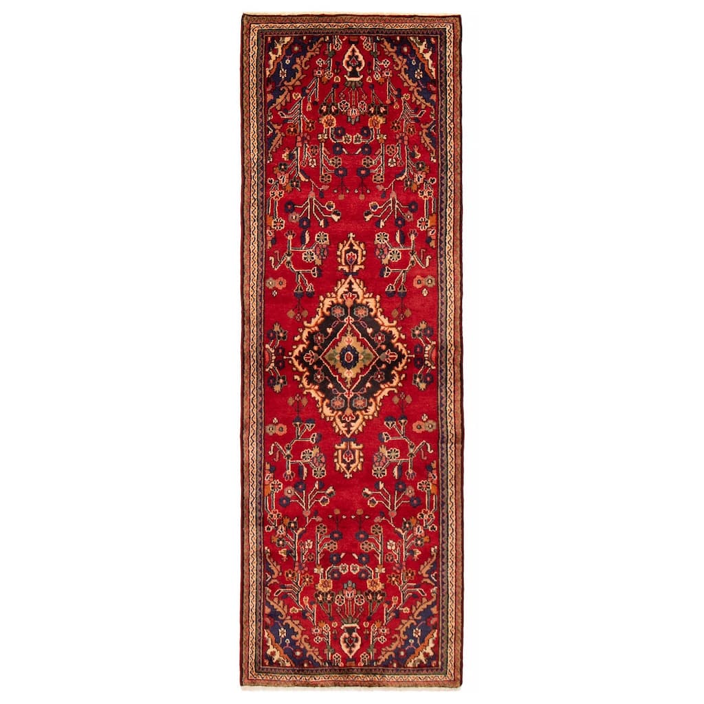 ECARPETGALLERY Hand-knotted Andelz Red Wool Rug - 3'4 x 10'4