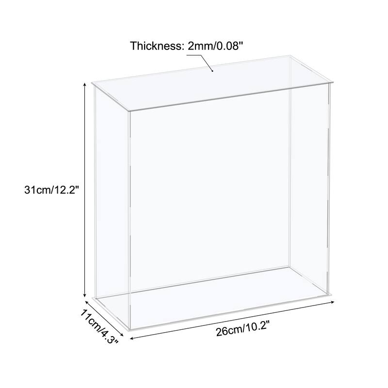 Acrylic Display Case Plastic Box Cube Storage Box Assemble Showcase - 10.2x4.3x12.2 Inch