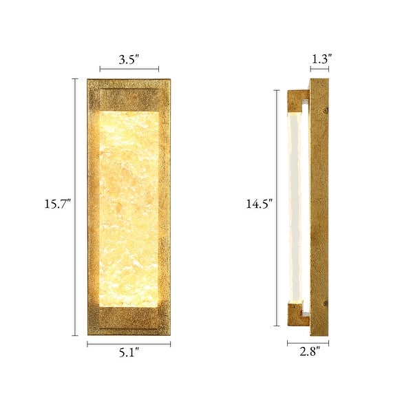 dimension image slide 1 of 2, Modern 1-Light LED Gold Leaf Wall Sconce Acrylic Vanity Light - W5.1" x L15.7"