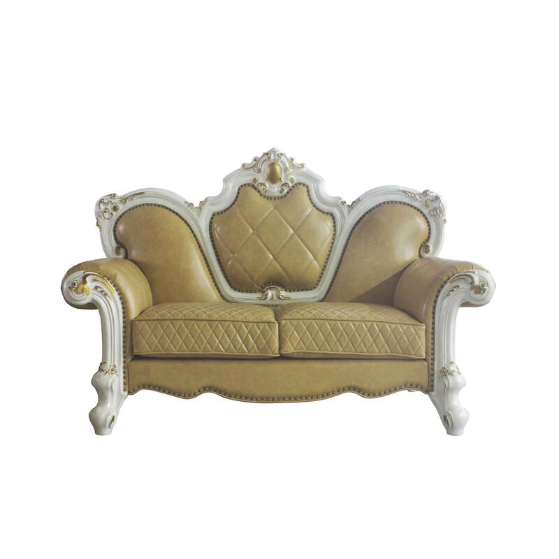 Deveraux Butterscotch and Antique Pearl Diamond Tufting Loveseat
