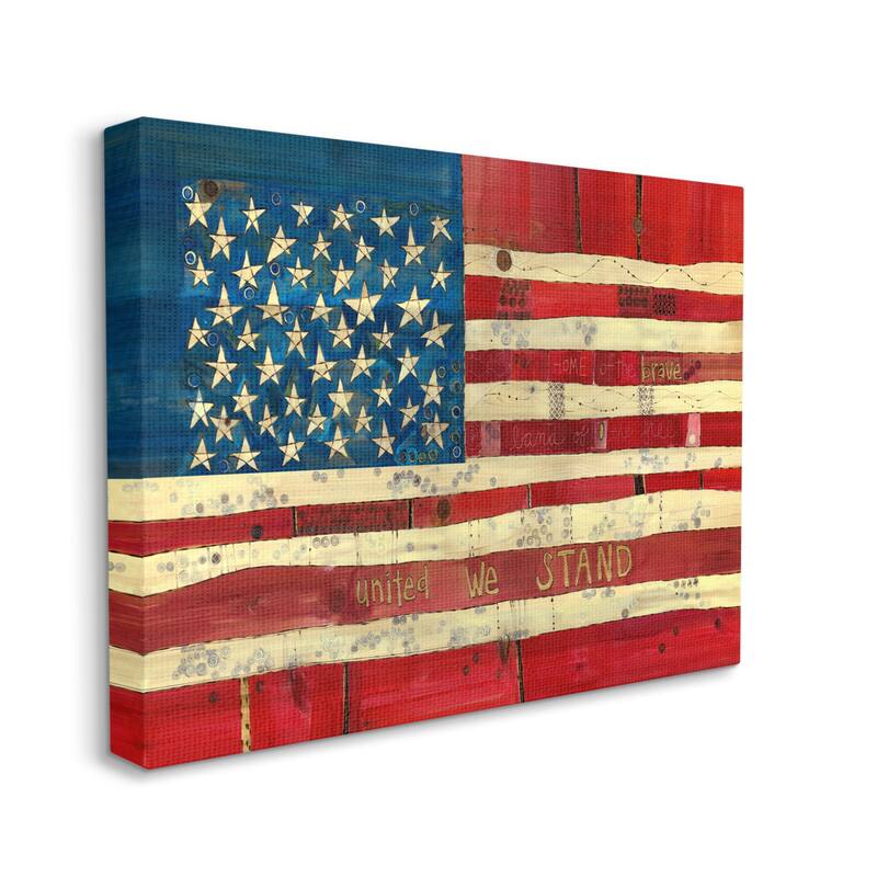 Stupell United We Stand Independence Day Festive American Flag Canvas Wall Art, Design by Stephanie Burgess