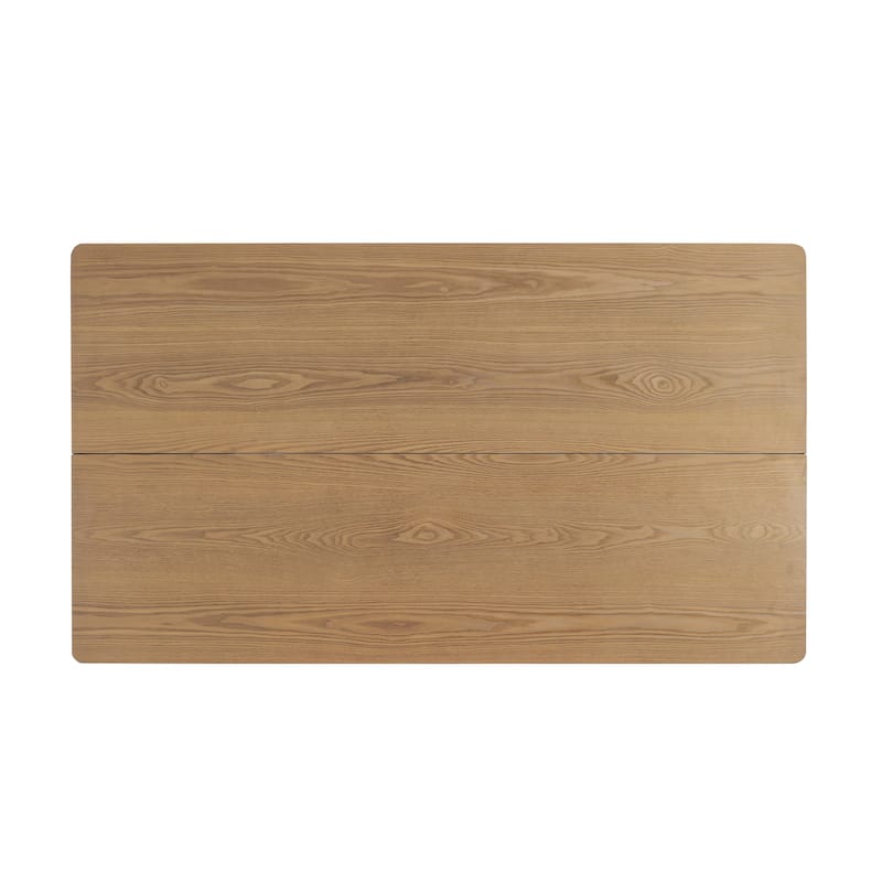 Roomfitters 63" Rectangular Dining Table with Solid Wood Top and Sturdy Double Pedestal Base, Modern Kitchen Table