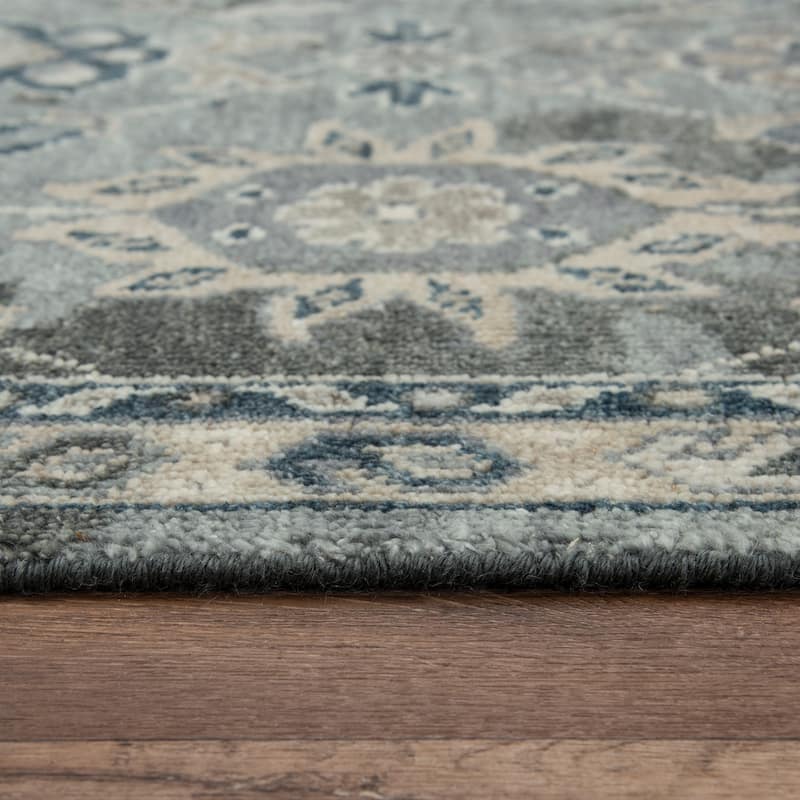 Alora Decor Mila Grey Floral Oriental Hand-tufted Wool Blend Rug