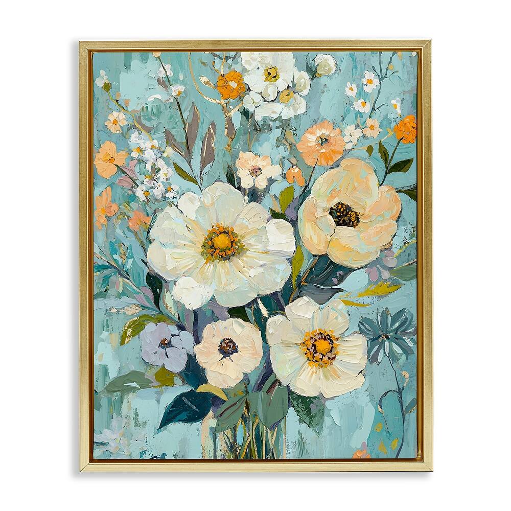 Stupell Mixed Cream Flowers Arrangement Framed Floater Canvas Wall Art Design By Franklyn Gregory