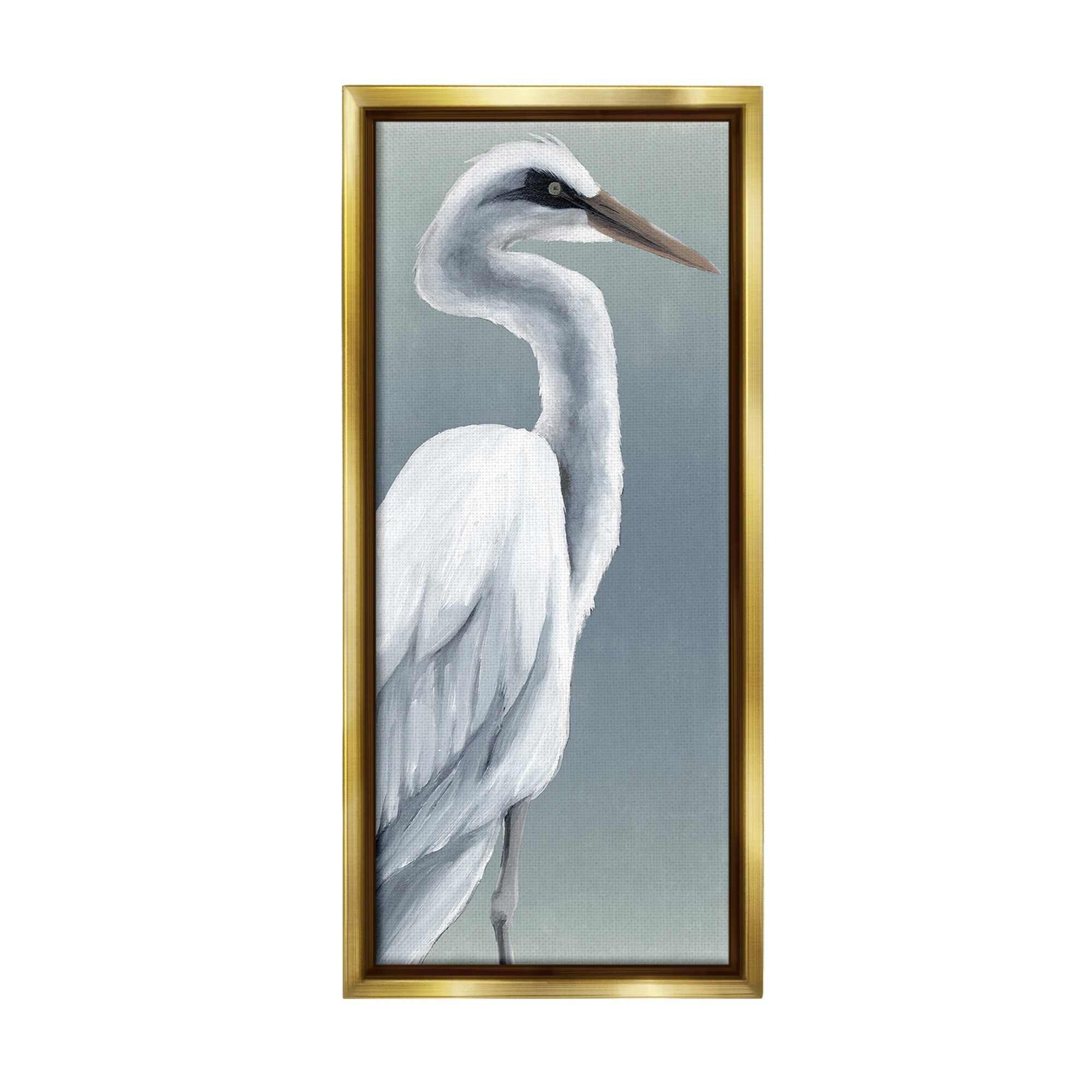 Stupell White Heron Portrait Framed Floater Canvas Wall Art Design By Grace Popp