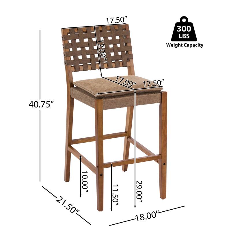 Christopher Knight Home - Rieti Industrial-Inspired Barstool Set with Crossback PU Upholstery and Wooden Frame