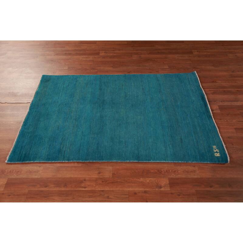 Modern Gabbeh Oriental Rug Hand-Knotted Wool Carpet - 3'3" x 4'9"