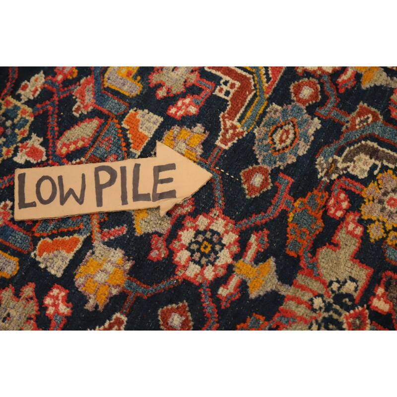 Hand Knotted Oriental 100% Wool Carpet Traditional Floral Navy Blue & Blues Bakhtiari Area Rug - 8' 1'' X 3' 6''