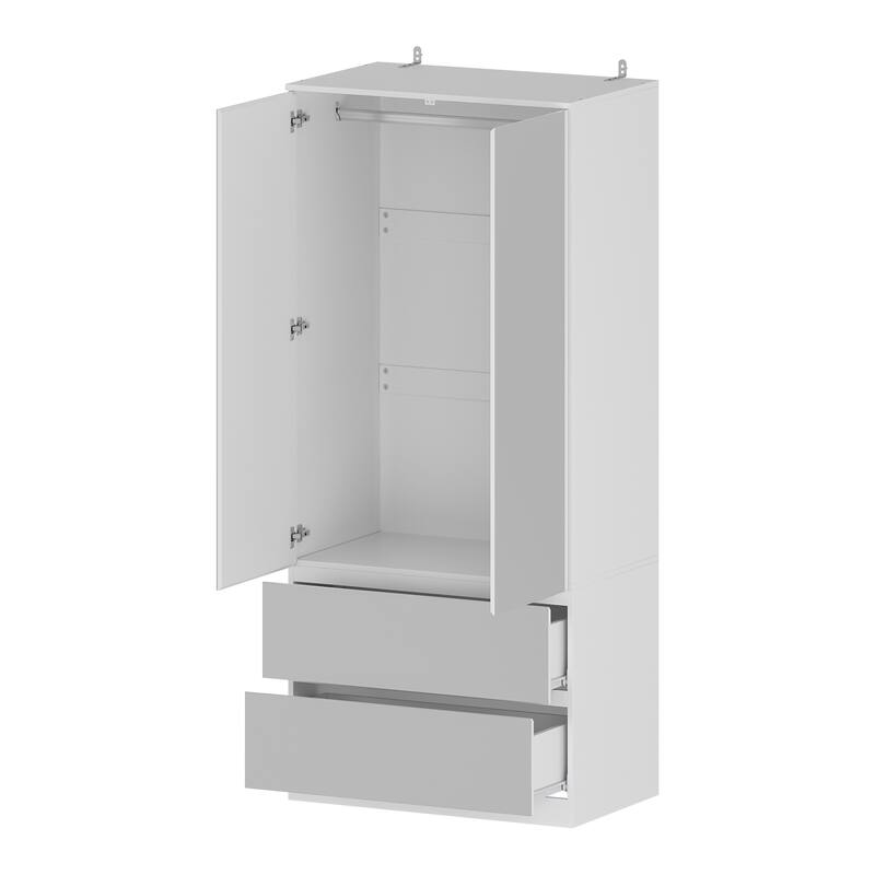 Modular Wardrobe (White with All Mirror) Closet Cabinet Armoires