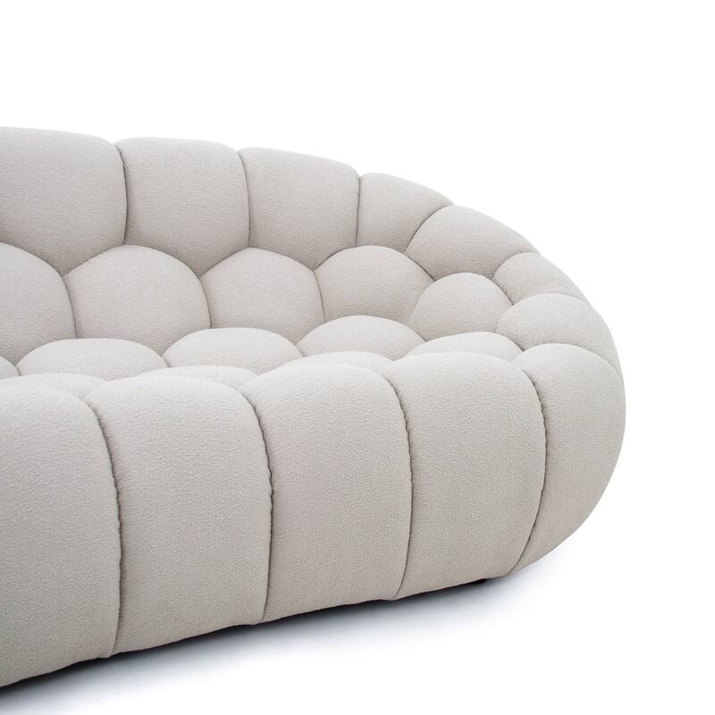 Divani Casa Yolonda Modern Curved Beige Fabric Sofa