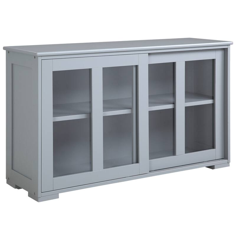HOMCOM Modern Kitchen Sideboard, Stackable Storage Cabinet, Sliding Glass Door Console, Cupboard Serving Buffet for Kitchen