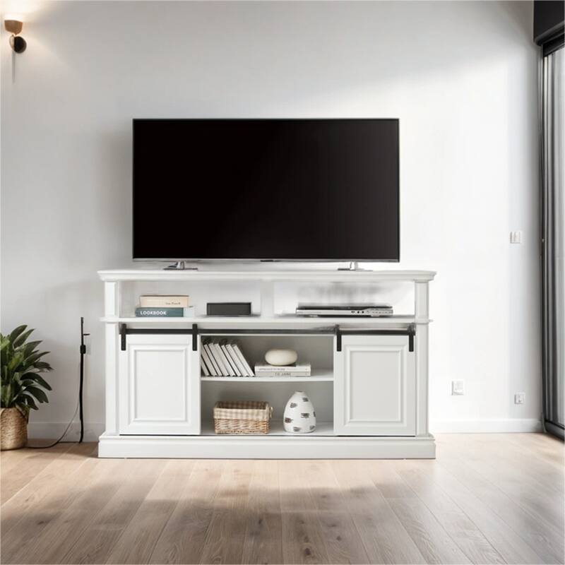 Entertainment TV Stand with Storage Cabinet and Sliding Door