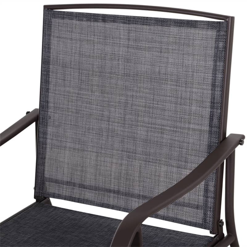 3-Piece Brown Modern Patio Set with Breathable Fabric Chairs and Round Table for Outdoor Use - 24.5" L x 24.5" W x 38" H