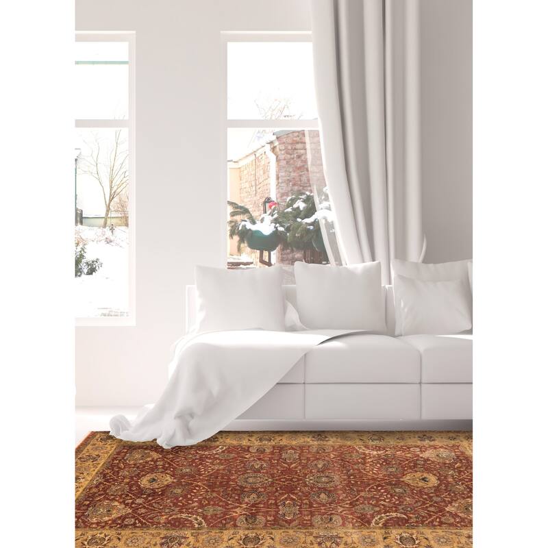 ECARPETGALLERY Hand-knotted Mirzapur Dark Copper Wool Rug - 6'2 x 9'2