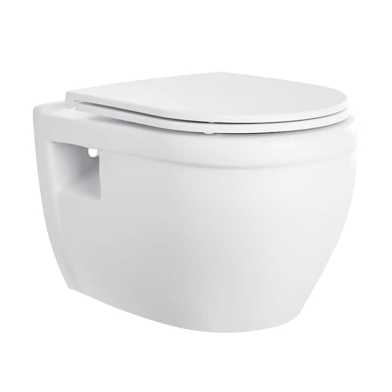 Dieppe Wall-Hung Elongated Toilet Bowl In Matte White - 20.65" x 14.75" 13.6"