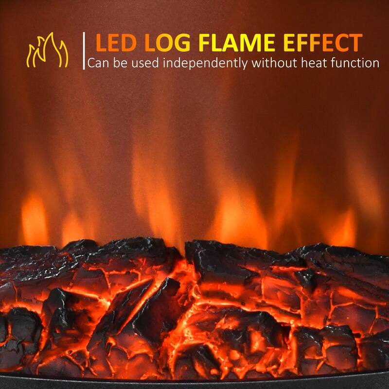 HOMCOM 22" Electric Fireplace Stove, Freestanding Fireplace Heater with Realistic LED Flame, Adjustable Temperature, Black