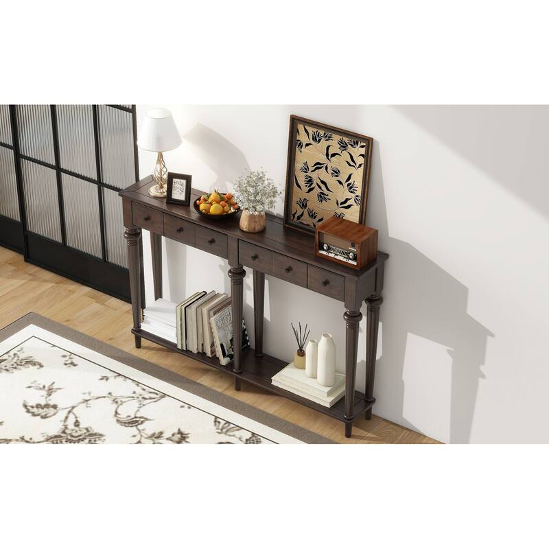 Retro Console Table with Open Shelf