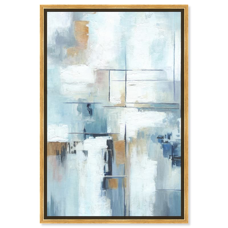 Art Remedy House Of Lines Ii Framed Blue Abstract 1 Piece Canvas Wall Art - 11 x 16 - Gold