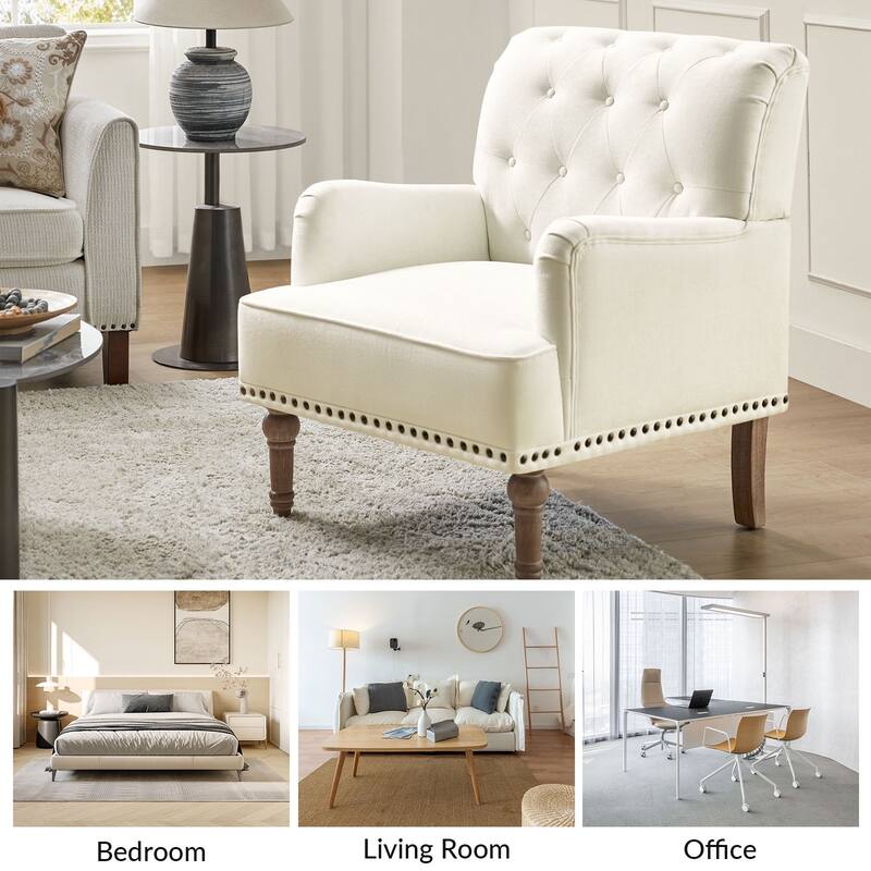 Geltrude Classic Upholstered Accent Arm Chair with Button Tufted Back by HULALA HOME