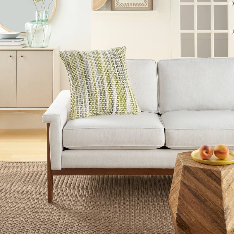 Mina Victory Life Styles Space Dye Basktweave 20" X 20" Indoor Throw Pillow - Green/Grey