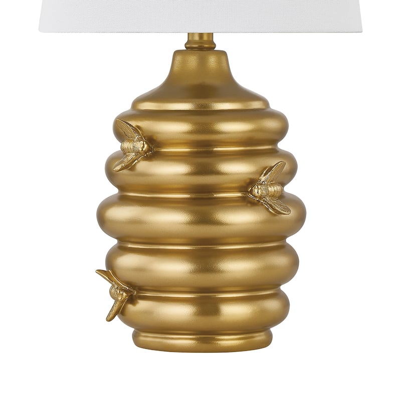 20"H Gold Resin Honeycomb Table Lamp With Shade - 11" x 11" x 20"