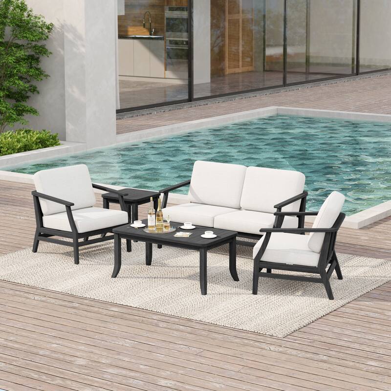 Outdoor Conversation Set Patio Chair, Loveseat with Tables