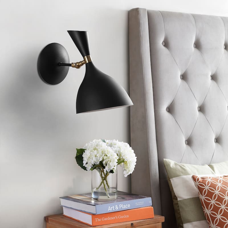Josef 10" Iron Retro LED Wall Sconce, Black by JONATHAN Y - One