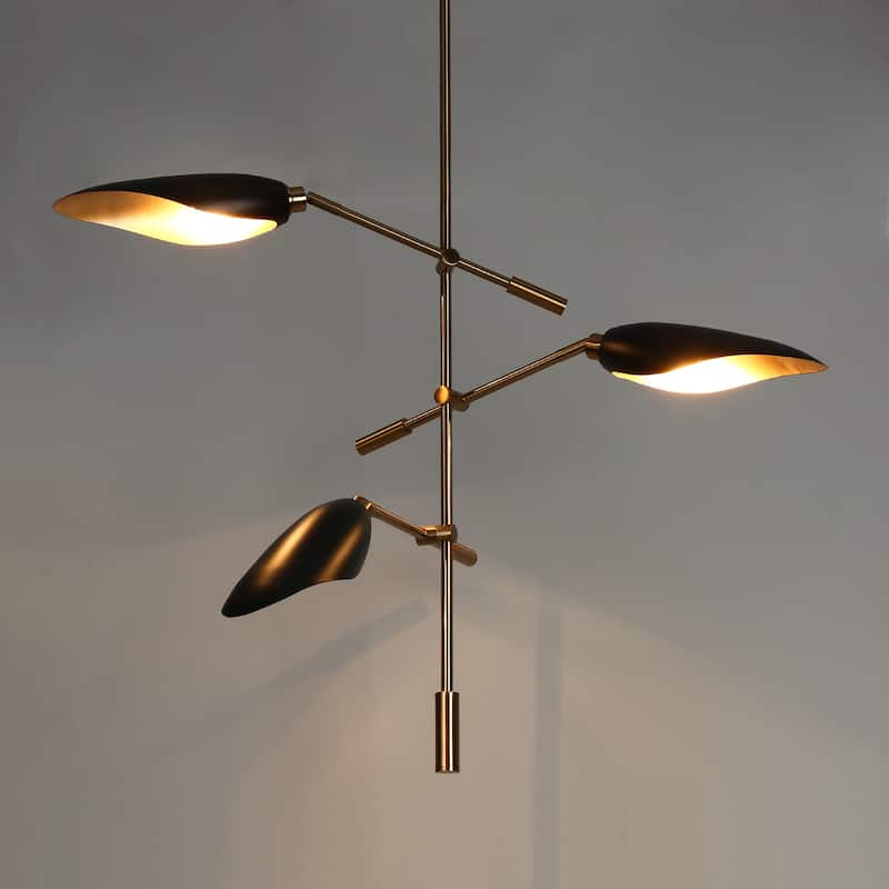Modern Multi-Light Large Black Gold Sputnik Chandelier Metal Pendant Lights for Dining Room