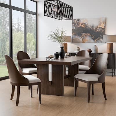 Furniture of America Liora Modern Solid Wood 5-Piece Expandable Dining Table Set