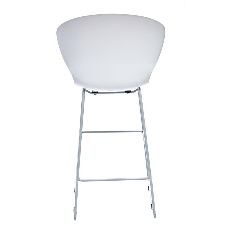 HomeRoots Set of Two 26" White and Silver Heavy Duty Plastic and Metal Low Back Counter Height Bar Chairs