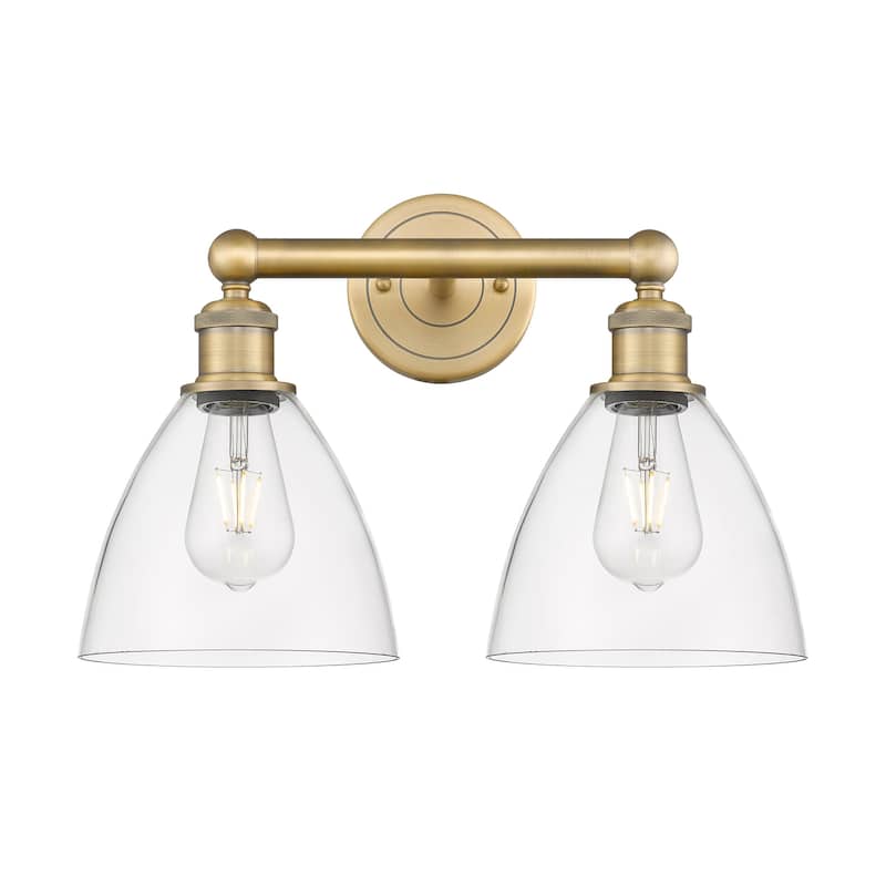 Innovations Lighting 616-2W-12-17 Bristol Vanity Bristol Glass 2 Light - Brushed Brass / Clear